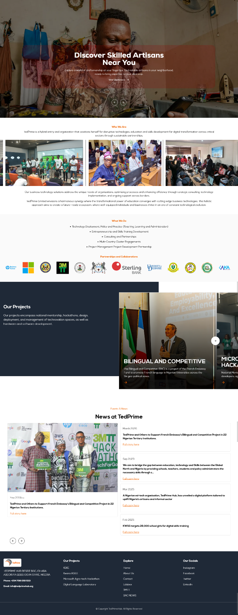 TedPrime full website homepage preview